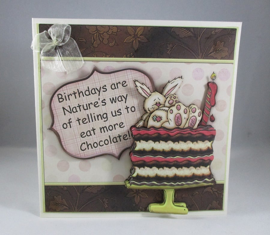 Decoupage Chocolate Cake Birthday Card, humorous, personalise