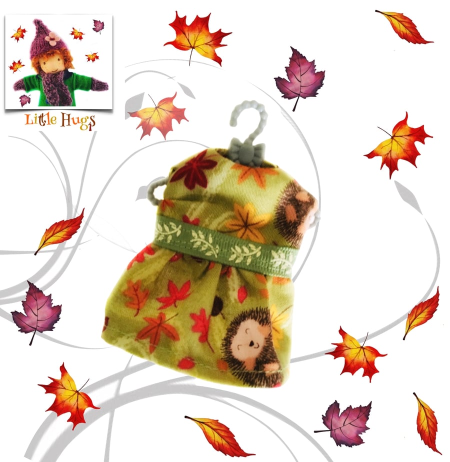 Hedgehogs in the Leaves Dress to fit the Little Hugs dolls and Baby Daisy