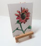 ACEO Animal Art Red Flower Original Watercolour Ink Painting OOAK Floral - Image 2