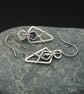 Hammered Sterling Silver Arrowhead Earrings with Dark Purple Faceted Glass Beads - Image 4