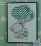 Handmade birthday card - teddy with balloons - Image 2