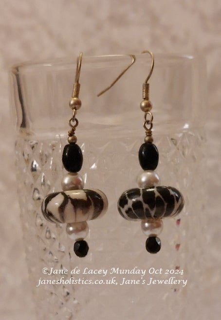 Chunky Black and White Drop Earrings