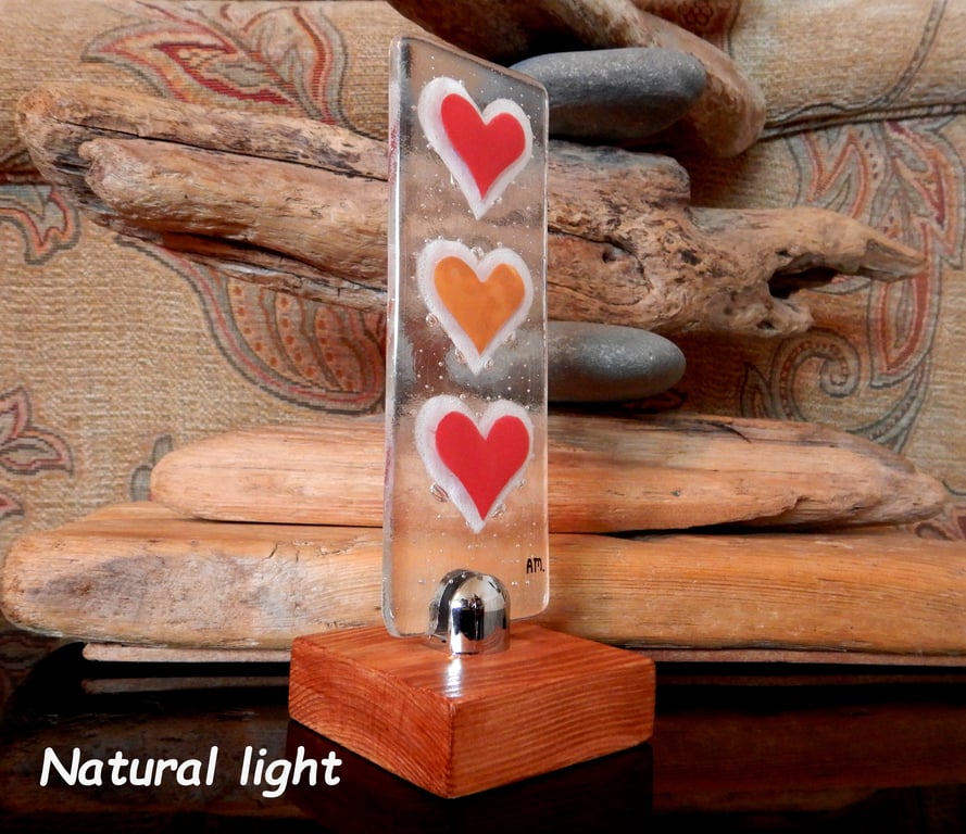 Handmade Fused Glass 'Love Hearts' Picture