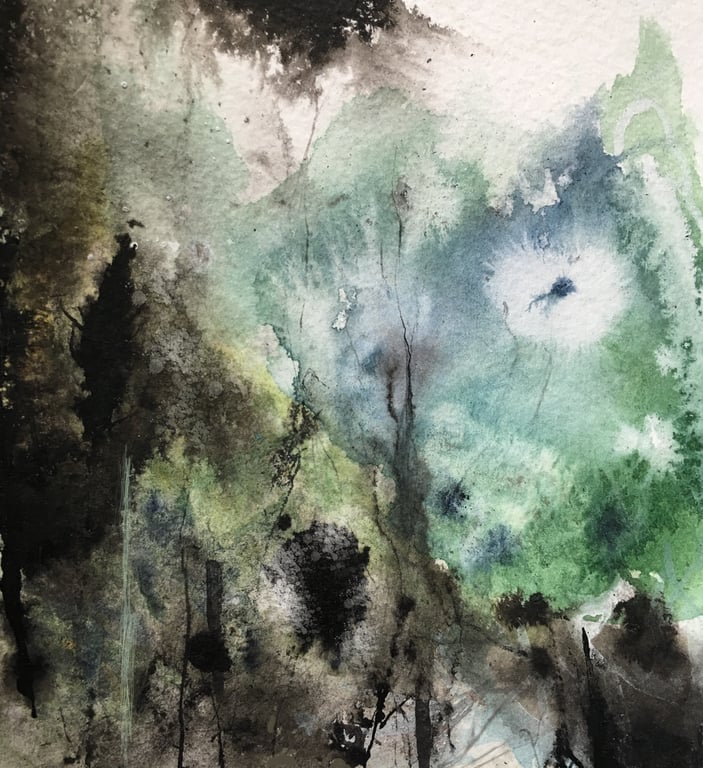 Original Ink and Watercolour - Escaping Thought