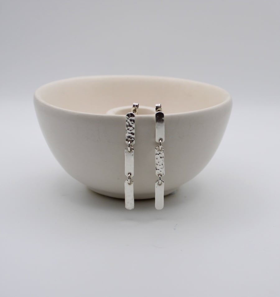 Sterling Silver Three Link Drop Earrings