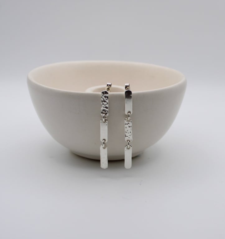 Sterling Silver Three Link Drop Earrings