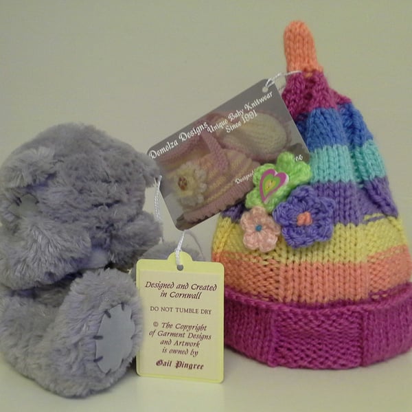 Baby Girl's Rainbow Ribbed Hat 0 -9 months size