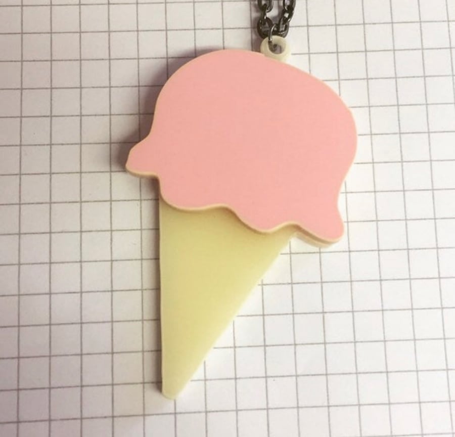 Strawberry Ice Cream Necklace 