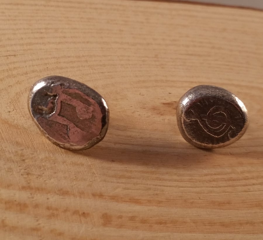 Sterling Silver Etched Music Studs