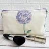 Floral make up bag, cosmetic bag with lilac allium
