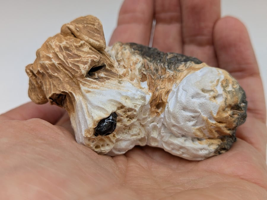 Sleepy Wire Fox Terrier Sculpture