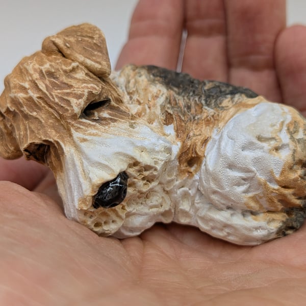 Sleepy Wire Fox Terrier Sculpture