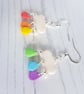 Clouds with rainbow rain drops drop earrings  - Image 3