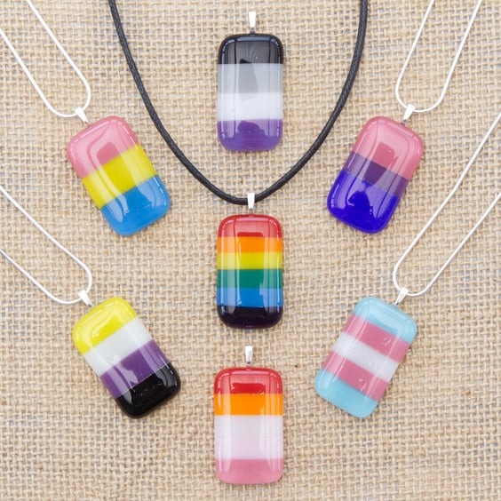 LGBTQ Pride Fused Glass Necklaces Pendants LGBTQ Gift