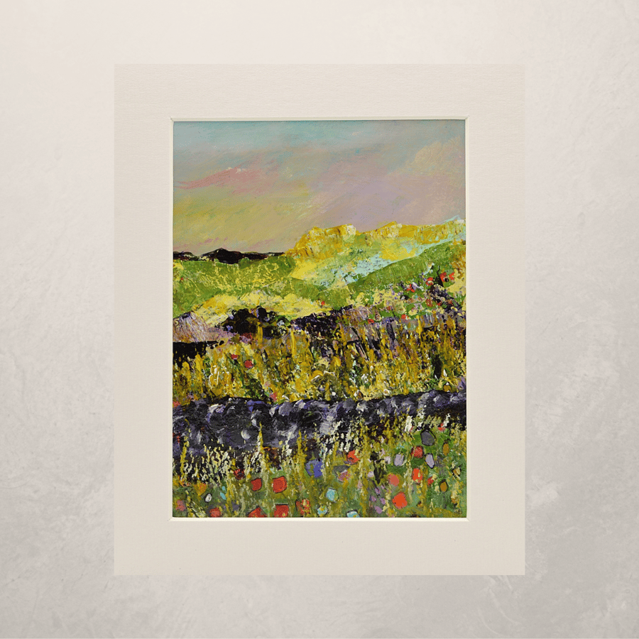 A Mounted Painting of a Scottish Landscape, The Brecklet Trail. 10 x 8 inches.