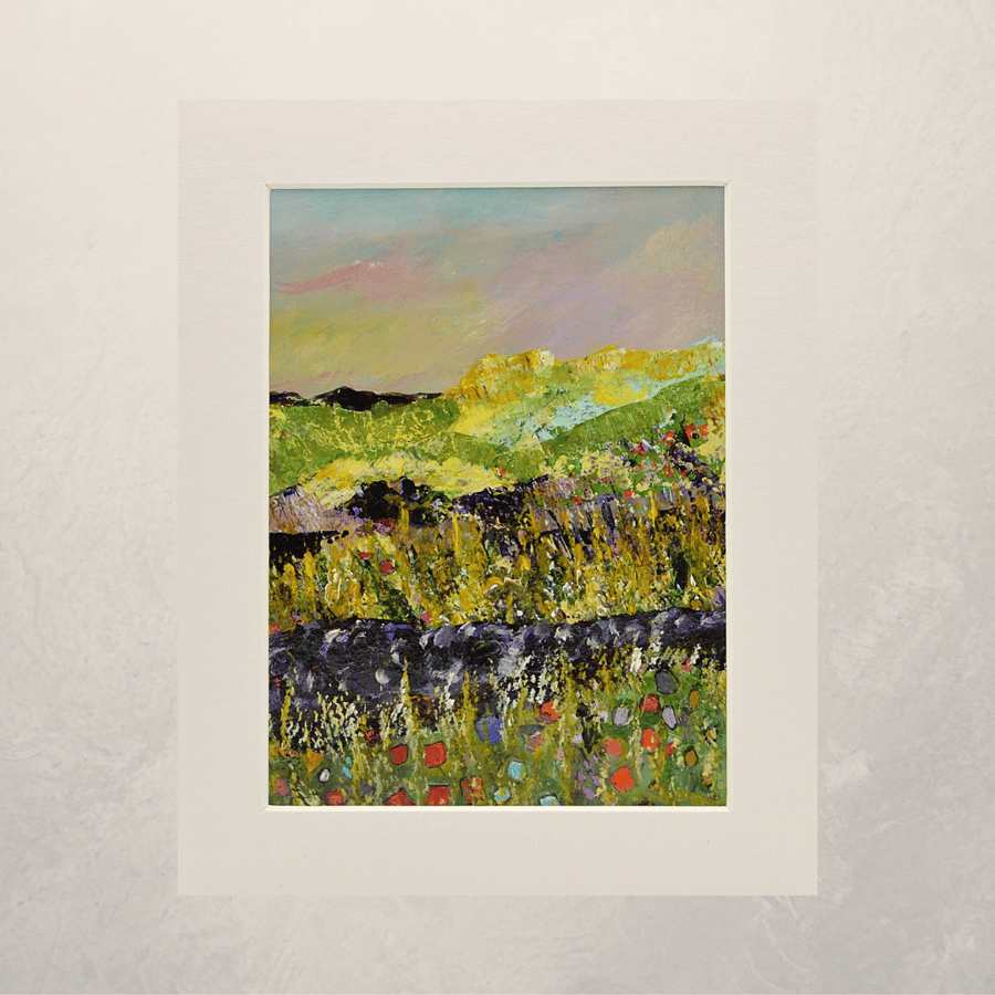 A Mounted Painting of a Scottish Landscape, The Brecklet Trail. 10 x 8 inches.