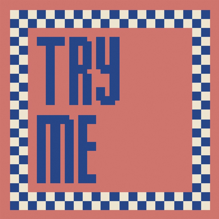 TRY ME Needlepoint Cushion Pattern - Large Digital Tapestry Chart PDF
