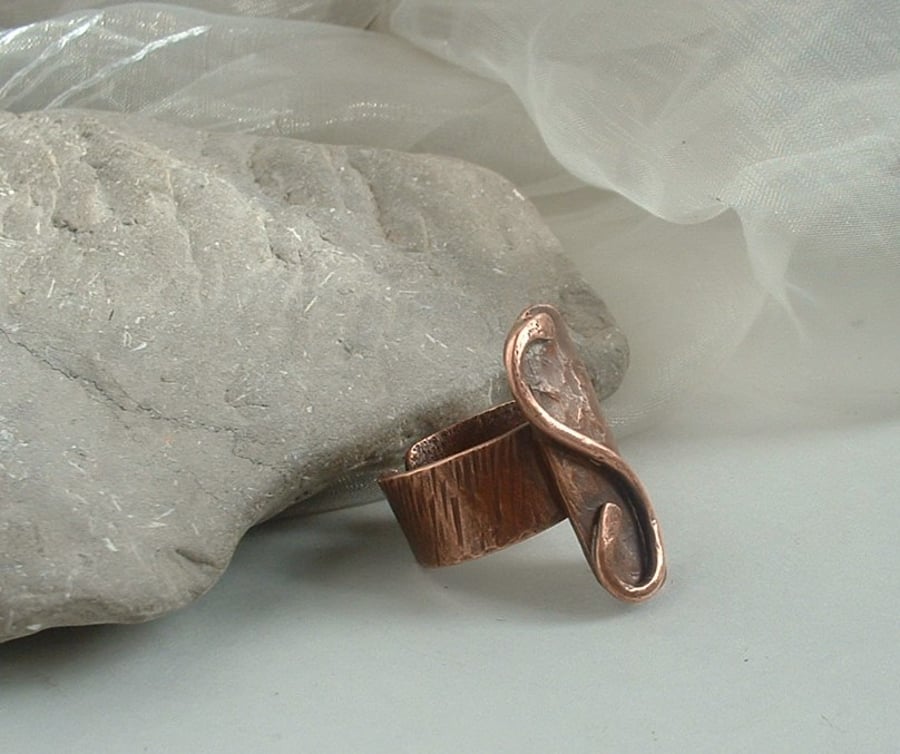 Rustic Adjustable Unisex Copper Serpent Finger Thumb Ring