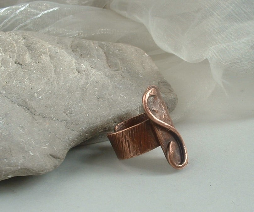 Rustic Adjustable Unisex Copper Serpent Finger Thumb Ring