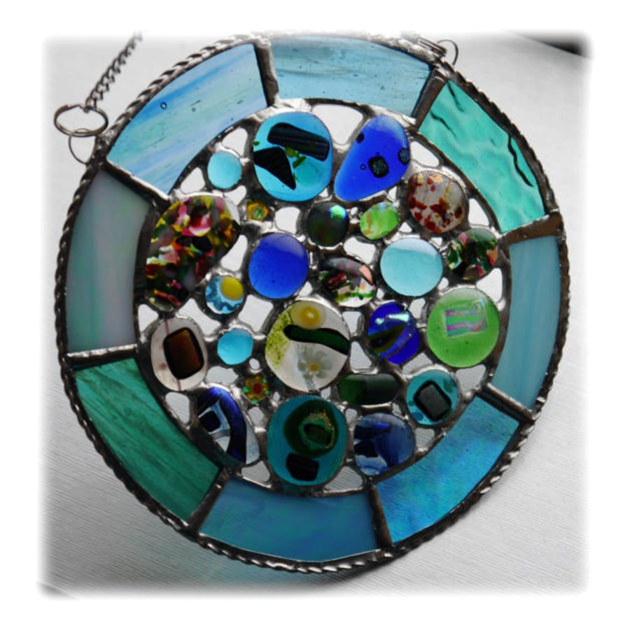 Rockpool Suncatcher Stained Glass Abstract Handmade fused 