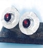SILVER Garnet Textured Stud Earrings, Handmade Urban Jewellery