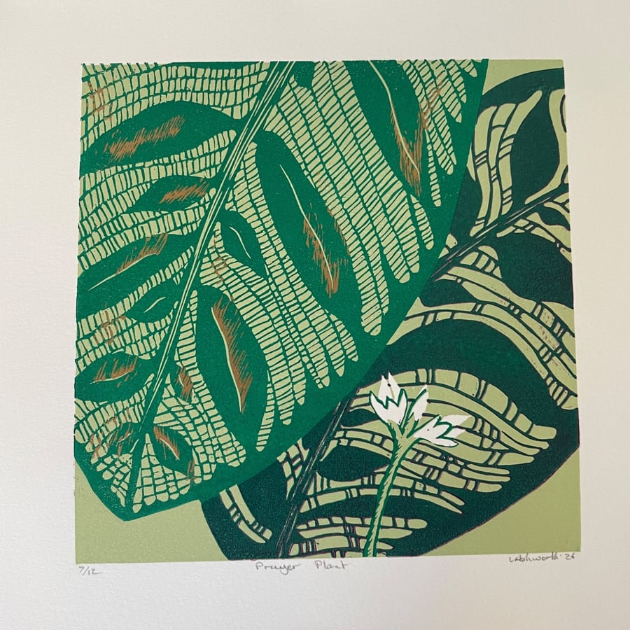 Prayer Plant - Original 3 Layer Reduction Lino Print