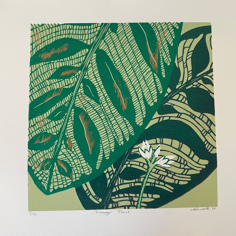 Prayer Plant - Original 3 Layer Reduction Lino Print