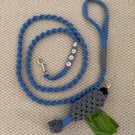 Custom handrafted macrame dog lead & matching poo bag holder