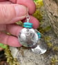 Large round silver and bright turquoise earrings  - Image 3