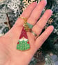 Christmas tree gnome beadwork fringe keyring - Image 1