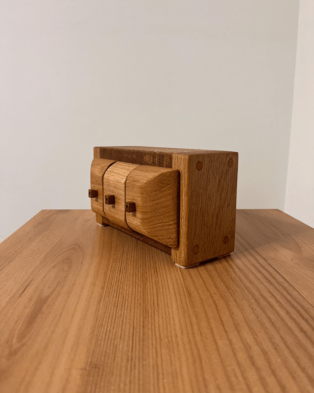 Handmade Rustic Oak Jewelery Box with 3 Drawers