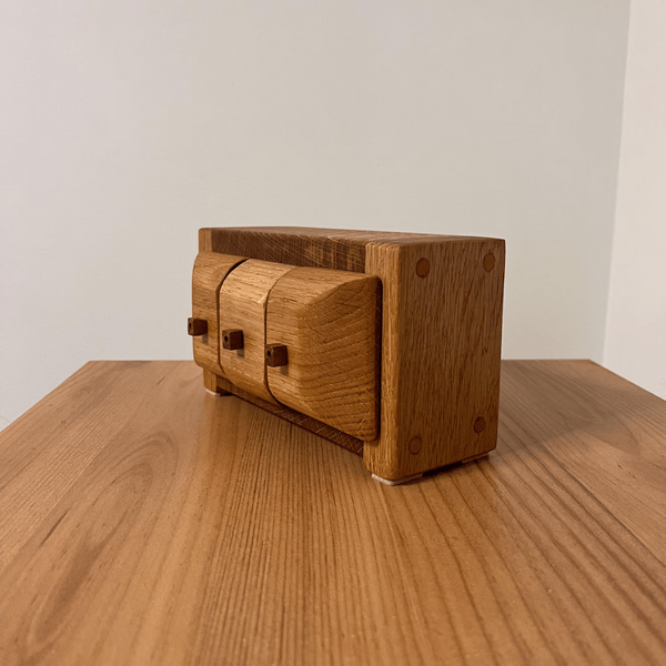 Handmade Rustic Oak Jewelery Box with 3 Drawers