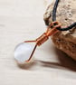 Unisex Copper Selenite Pendant wire wrap necklace - Image 1