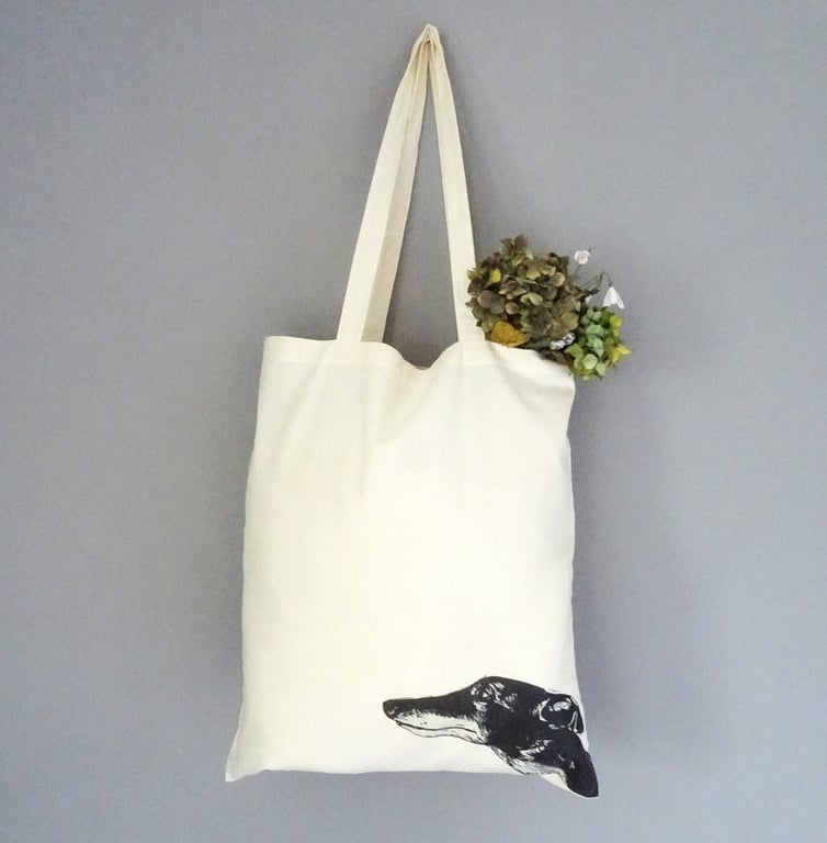 Sighthound Tote Bag - Greyhound, Whippet, Lurcher, Galgo - Re-Usable Cotton bag
