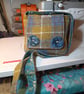 Harris tweed cross body bag with handmade buttons 