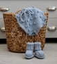 Hand-Knitted Baby Hat & Booties Set in Mist Blue