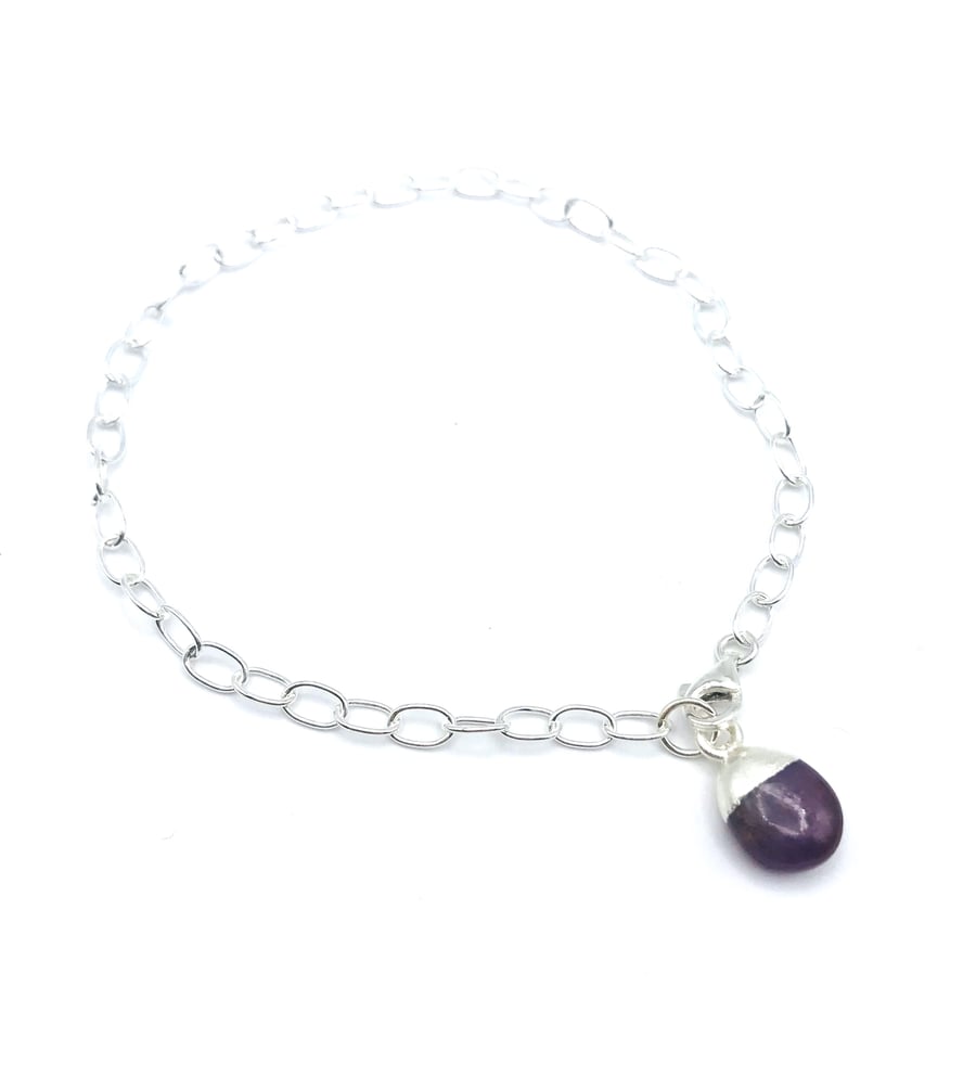 Birthstone Charm Bracelet - Sterling SIlver - 1 charm