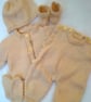 Baby's 5 Piece Hand Knitted Layette, Baby Shower Gift, Prem Sizes Available - Image 1