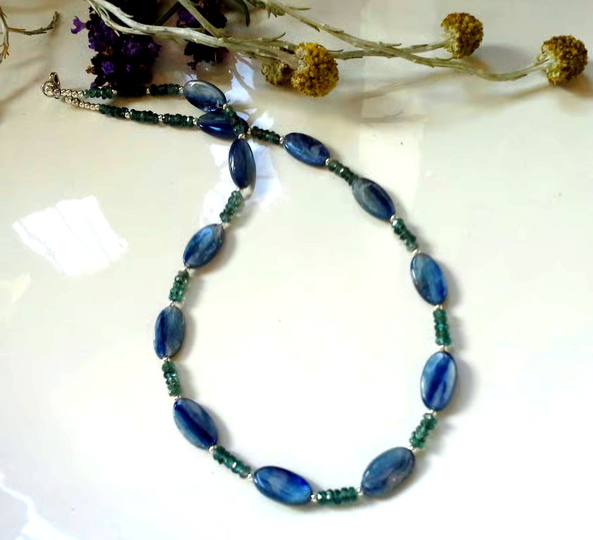 Corn Flower Blue Kyanite Sterling Silver Necklace One off only made
