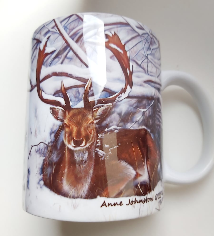 Snowy stag mug