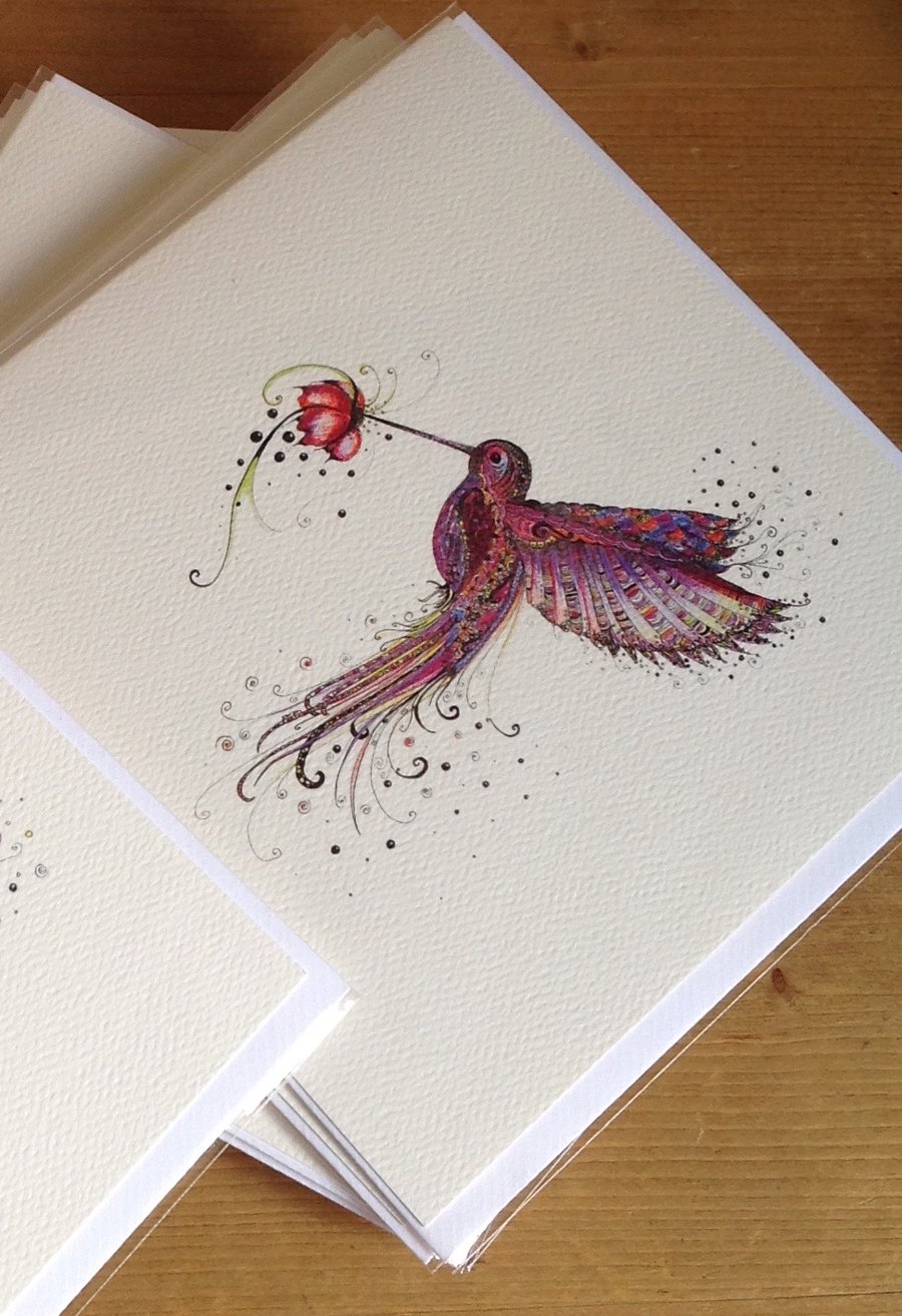 greeting card (blank inside) Pink Hummingbird