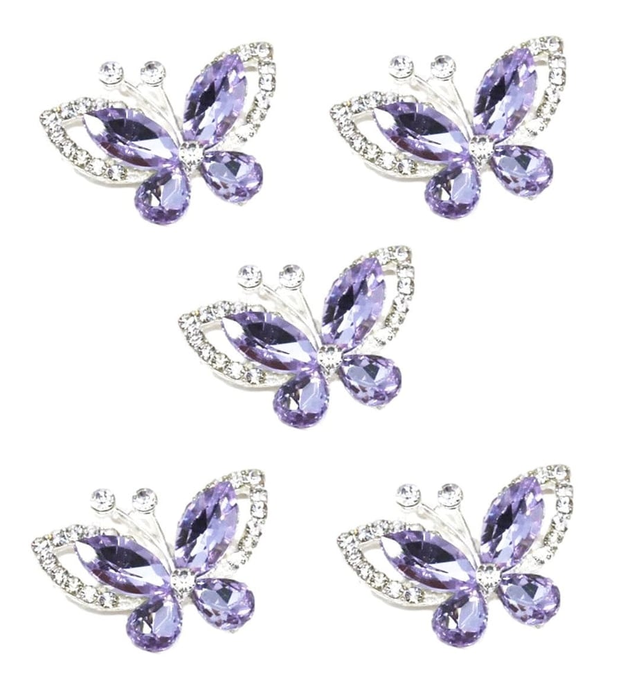 5pcs Crystal Butterfly Flat Back Diamante Embellishment Grade A Rhinestones Spar
