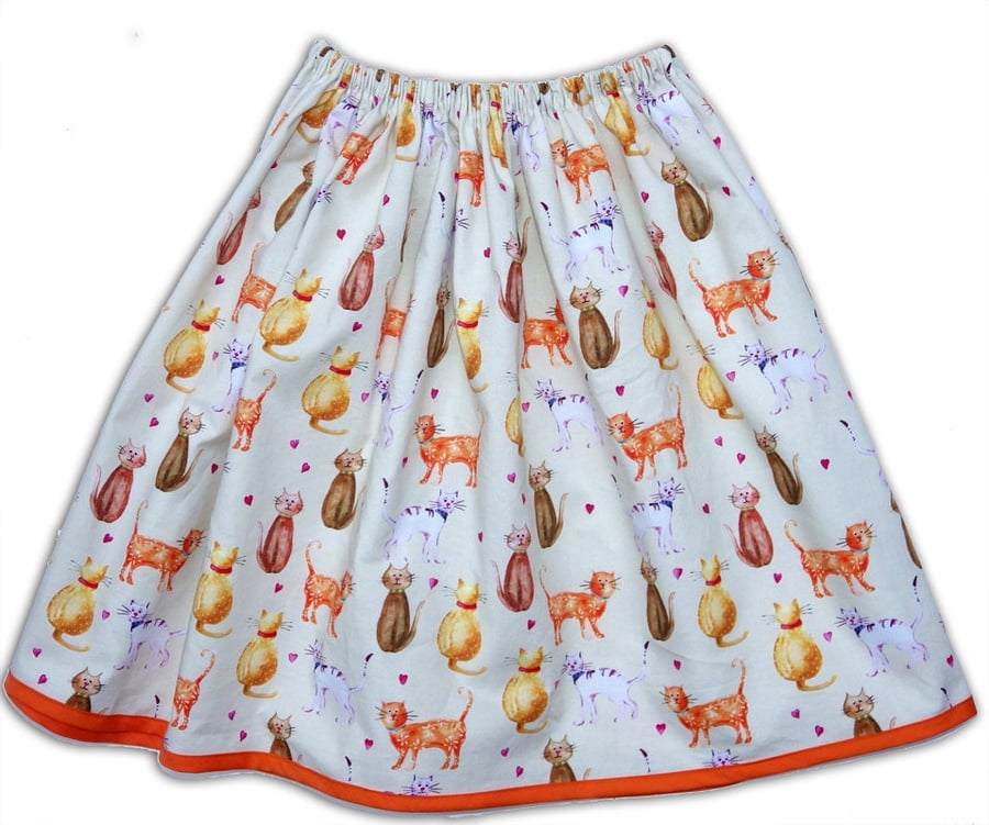 Women's Cat Skirt, Cat Print Skirt, Cat Clothing, Women’s clothes 