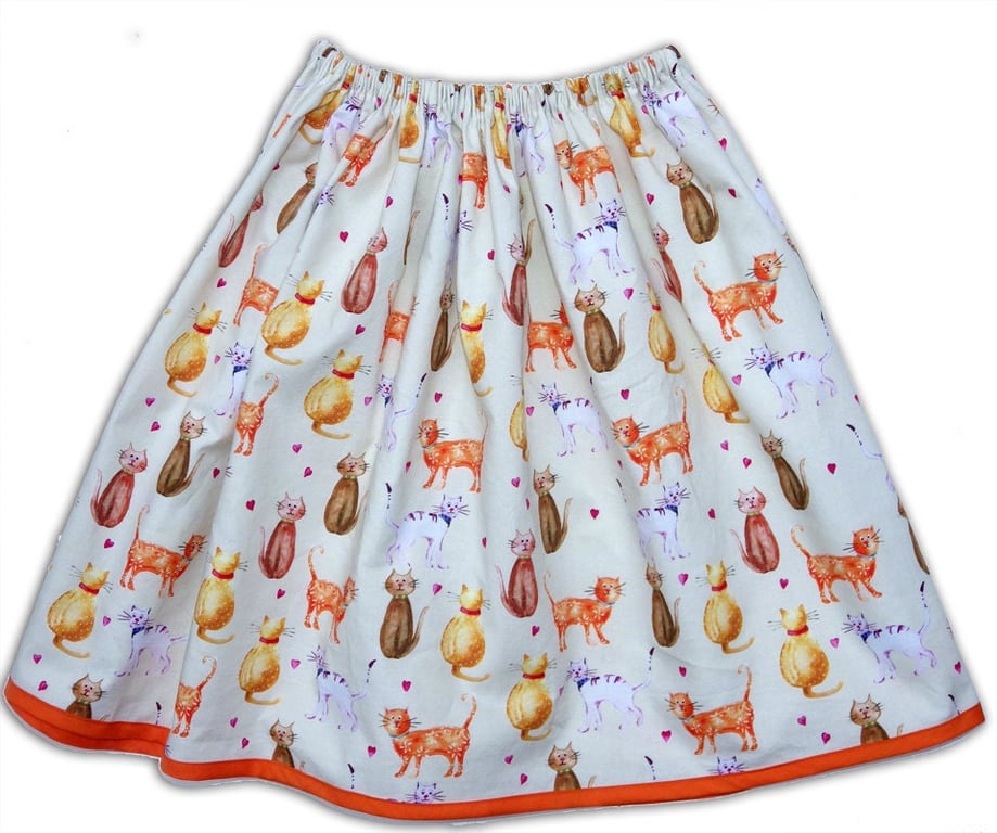 Women's Cat Skirt, Cat Print Skirt, Cat Clothing, Women’s clothes 