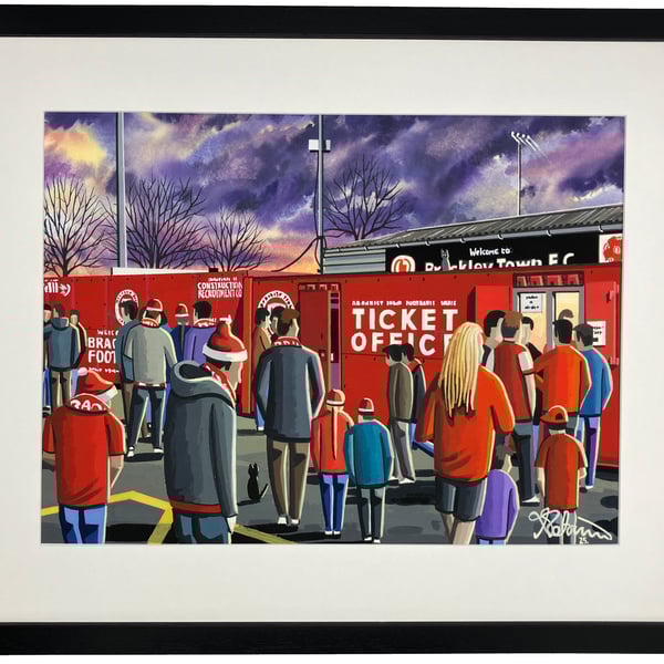 Brackley Town Framed St James Pk Football Stadium Art Print 20" x 16" Frame Size
