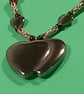 Handmade red beaded necklace black two heart pendant - Image 2