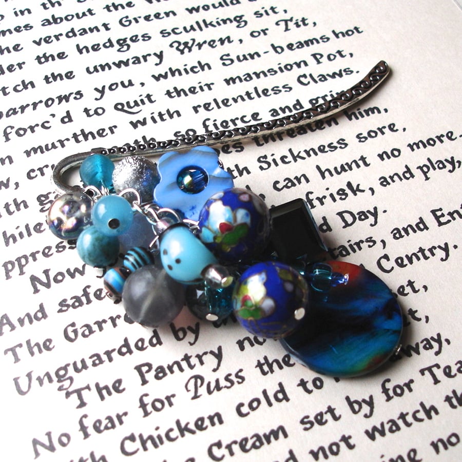 Bookmark with Big Blue Bead Cluster