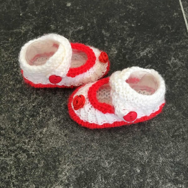 Hand Knitted Baby Shoes 0- 6 months