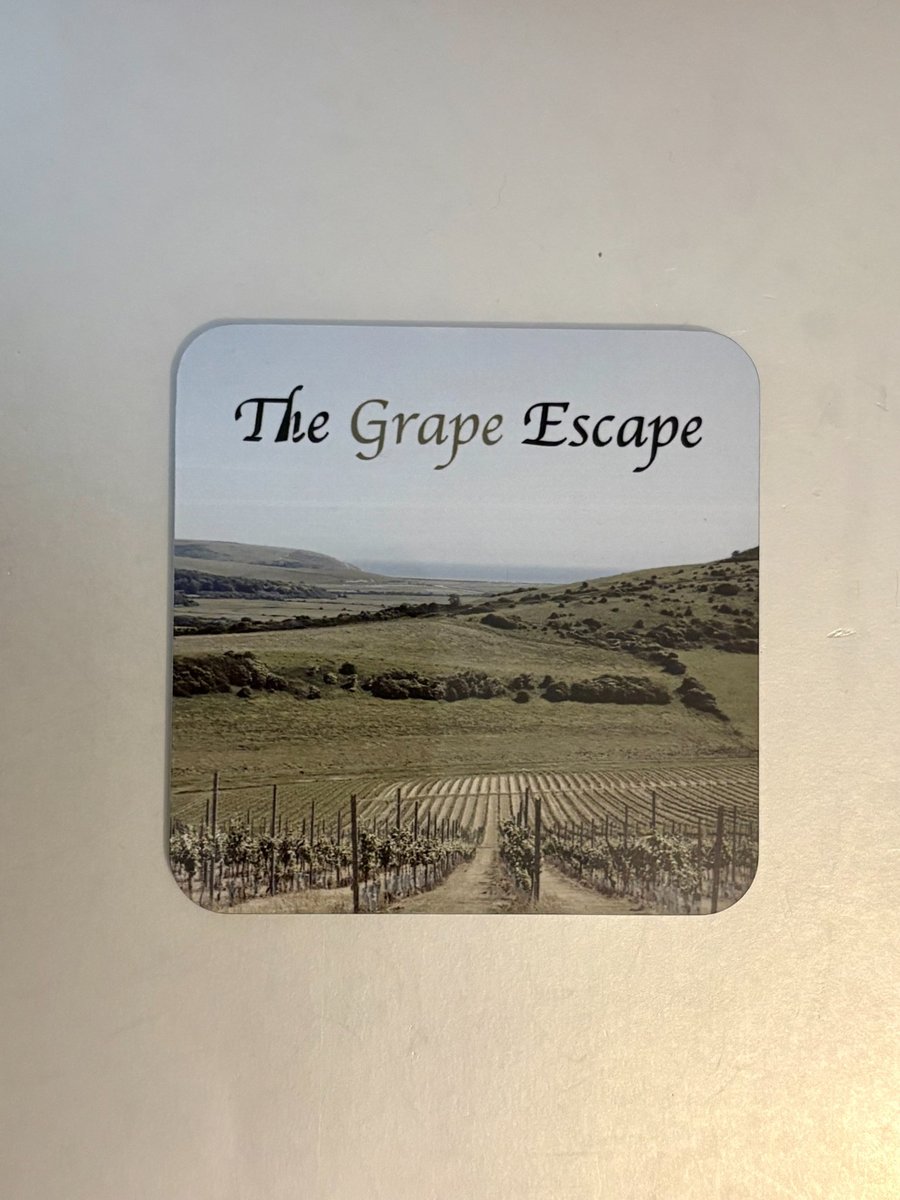 The Grape Escape...  9.5cm cork backed coaster 