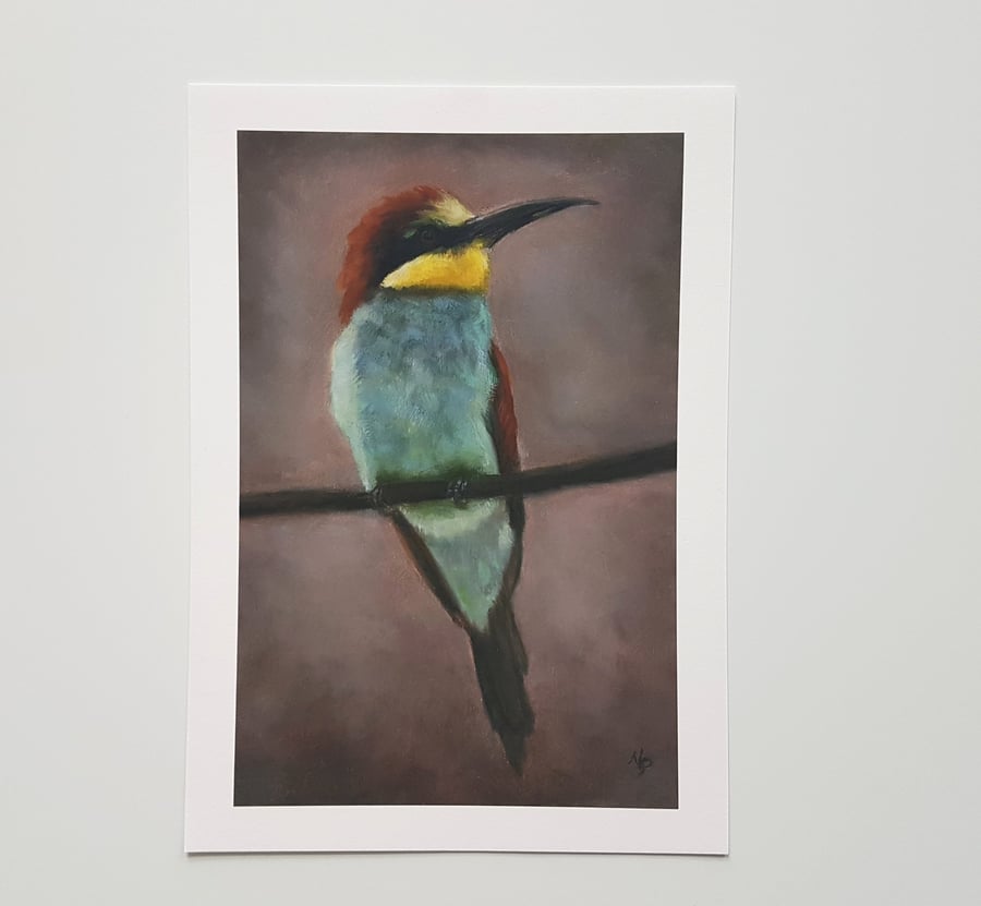Bee-eater Art Print, Colorful Bird Oil Painting Wall Art Print